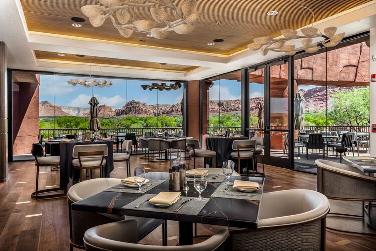 Restaurant tables with beautiful view